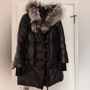 Mackage Black Puffer Coat with Fur Trim